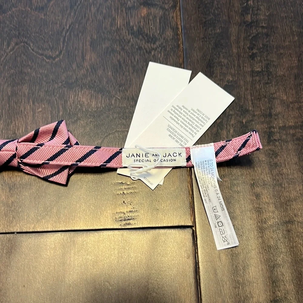 NWT Janie and Jack Special Occasion Baby Boys Pink and Blue Striped Bow Tie!